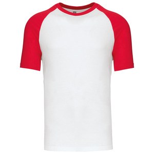 Kariban K330 - T-SHIRT BASEBALL - T-SHIRT UOMO BICOLORE Bianco / Rosso