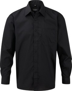 Russell Collection RU934M - Camicia uomo popeline maniche lunghe Nero