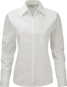 Russell Collection RU936F - Camicia popeline puro cotone maniche lunghe Bianco