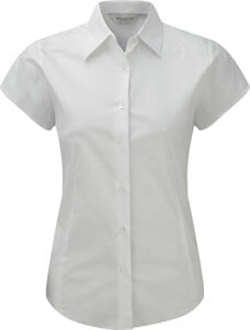 Russell Collection RU947F - Camicia donna maniche corte Bianco