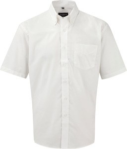 Russell Collection RU933M - Camicia uomo Oxford maniche corte Bianco