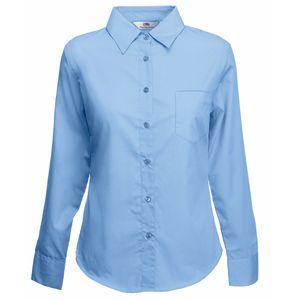 Fruit of the Loom SS012 - Camicia donna in popeline maniche lunghe Mid Blue