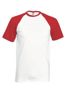 Fruit of the Loom SS026 - T-shirt Baseball White/ Red