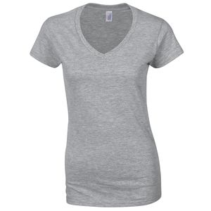 Gildan GD078 - T-shirt donna con scollatura a V Softstyle® Sports Grey