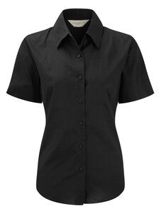 Russell Collection R-933F-0 - Camicia donna Oxford maniche corte Nero