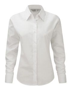 Russell Collection R-932F-0 - Camicia donna Oxford maniche lunghe Bianco