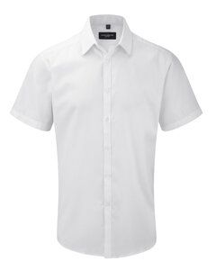 Russell Collection R-963M-0 - Camicia uomo Herringbone (lisca di pesce) Bianco