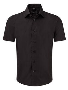 Russell Collection R-947M-0 - Camicia Stretch attillata maniche corte Nero