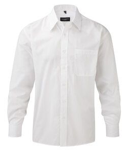 Russell Collection R-934M-0 - Camicia uomo popeline maniche lunghe Bianco