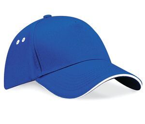 Beechfield B15c - Cappellino Ultimate 5 panel - visiera "sandwich" Bright Royal/White