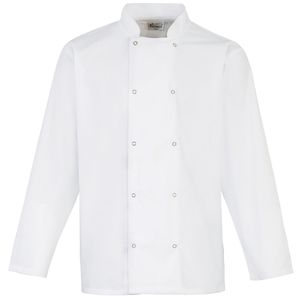 Premier PR665 - Studded front long sleeve chef's jacket Bianco