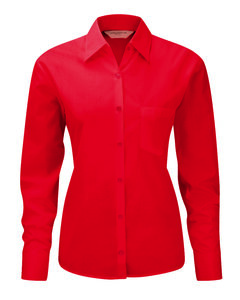 Russell Collection J934F - Camicia da donna, manica lunga - polycotton easycare poplin Classic Red