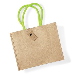 Westford mill WM407 - Borsa per la spesa in juta Natural / Lime Green