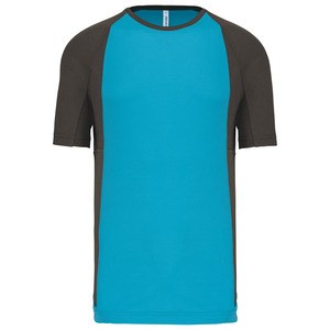 ProAct PA467 - T-SHIRT SPORT UOMO GIROCOLLO > BICOLORE MANICA CORTA Light Turquoise / Dark Grey