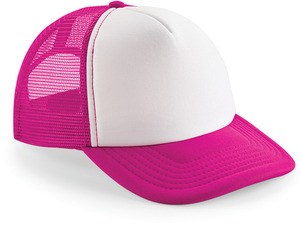 Beechfield B645 - Cappellino con Visiera VintageTrucker Fuchsia / White