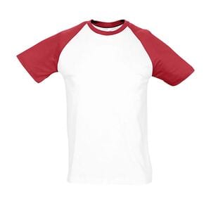 SOL'S 11190 - Funky T Shirt Uomo Bicolore Manica Corta A Raglan Bianco / Rosso