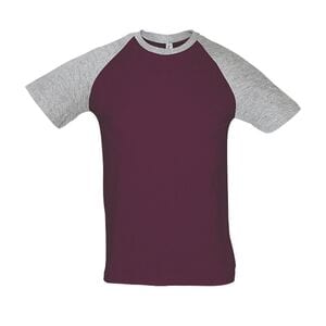 SOL'S 11190 - Funky T Shirt Uomo Bicolore Manica Corta A Raglan Grigio medio melange / Bordeaux