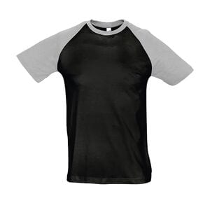 SOL'S 11190 - Funky T Shirt Uomo Bicolore Manica Corta A Raglan Nero / Grigio medio melange