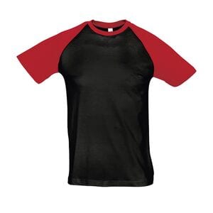 SOL'S 11190 - Funky T Shirt Uomo Bicolore Manica Corta A Raglan Nero / Rosso