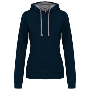 Kariban K465 - Felpa donna con cappuccio a contrasto Navy / Fine Grey