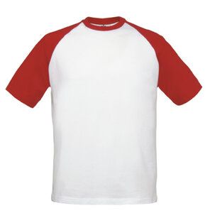 B&C BC231 - T-shirt manica raglan per bambini Bianco / Rosso
