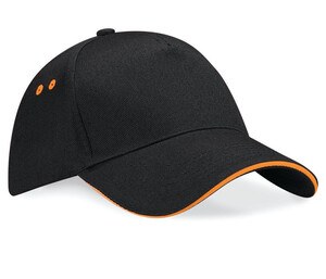 Beechfield BF15C - Cappello a 5 pannelli 100% cotone Black/Orange