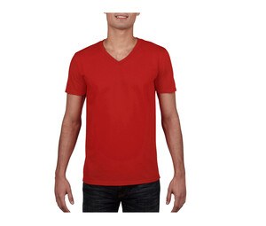 Gildan GN646 - Maglietta da uomo con scollo a V 100% cotone Rosso
