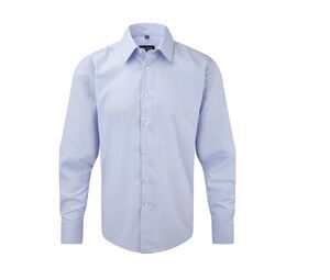 Russell Collection JZ922 - Camicia da uomo in Oxford aderente con collo italiano Oxford Blue
