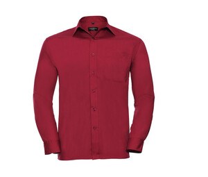 Russell Collection JZ934 - Camicia da uomo in popeline Classic Red