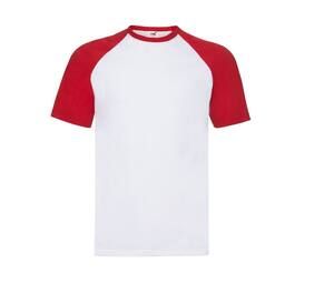 Fruit of the Loom SC237 - Maglietta da baseball Bianco / Rosso