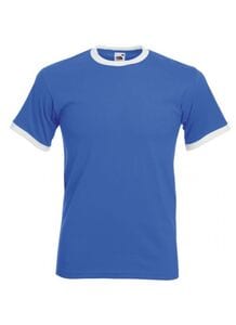 Fruit of the Loom SC245 - T-shirt da uomo Ringer 100% cotone Royal Blue/White