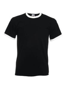 Fruit of the Loom SC245 - T-shirt da uomo Ringer 100% cotone Black/White