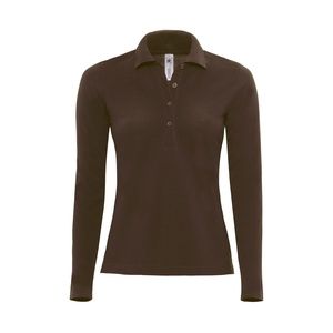 B&C BC426 - Polo da donna a maniche lunghe color zafferano Marrone scuro