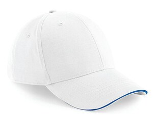 Beechfield BF020 - Cappellino sportivo a 6 pannelli White/Bright Royal