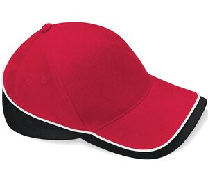 Beechfield BF171 - Cappellino Teamwear a 5 pannelli Classic Red/Black/White