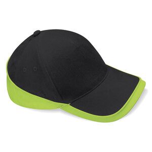 Beechfield BF171 - Cappellino Teamwear a 5 pannelli Black/Lime