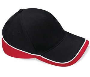 Beechfield BF171 - Cappellino Teamwear a 5 pannelli Black/Classic Red/White