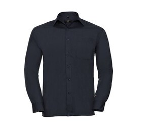 Russell Collection JZ934 - Camicia da uomo in popeline Blu navy