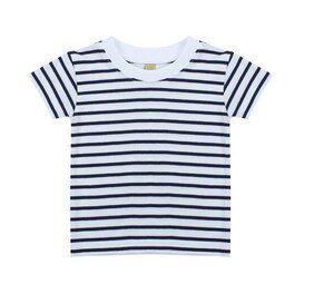 Larkwood LW027 - T-Shirt Girocollo A Righe Da Bambino White/Navy