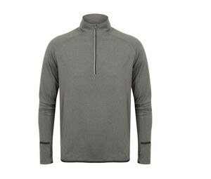 Tombo TL562 - Maglia con zip e maniche a 1/4 Grey Marl