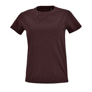 SOL'S 02080 - Imperial FIT WOMEN T Shirt Donna Slim Girocollo Manica Corta Rosso Borgogna melange