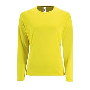 SOL'S 02072 - Sporty Lsl Women T Shirt Donna Manica Lunga Giallo fluo