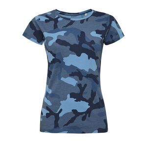 SOL'S 01187 - Camo Women T Shirt Donna Girocollo Mimetico blu
