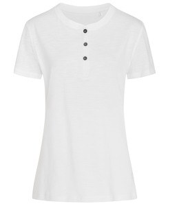 Stedman STE9530 - T-shirt girocollo da donna Sharon ss con bottoni Bianco