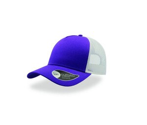 Atlantis AT085 - Cappellino trucker in cotone a 5 pannelli Purple / White