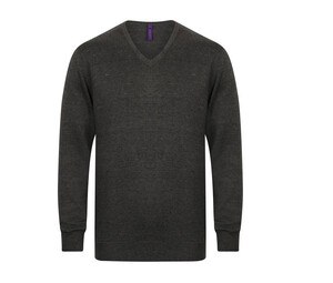 Henbury HY720 - Maglione con scollo a V da uomo Grey Marl