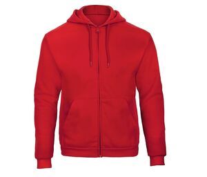 B&C ID205 - Felpa con cappuccio e zip Rosso