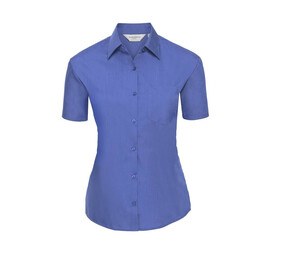 Russell Collection JZ35F - Camicia da donna in popeline Corporate Blue