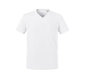 RUSSELL RU103M - Maglietta da uomo con scollo a V biologico White