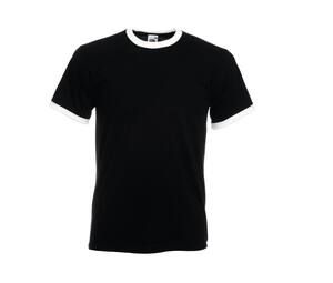 Fruit of the Loom SC245 - T-shirt da uomo Ringer 100% cotone Black